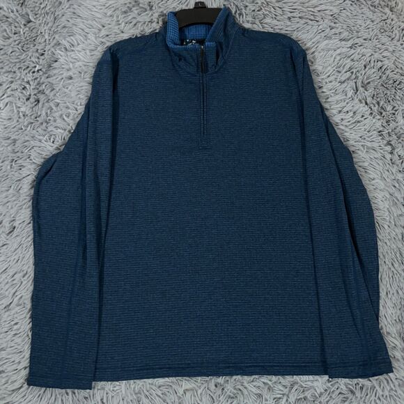 Robert Graham Adult Sweatshirt Medium Blue Waffle Thermal Solid Pullover Mens - Picture 1 of 13